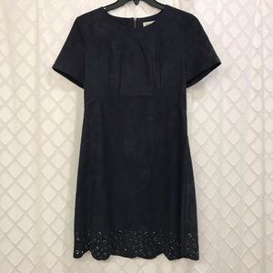Suede swing dress with grommet detail
